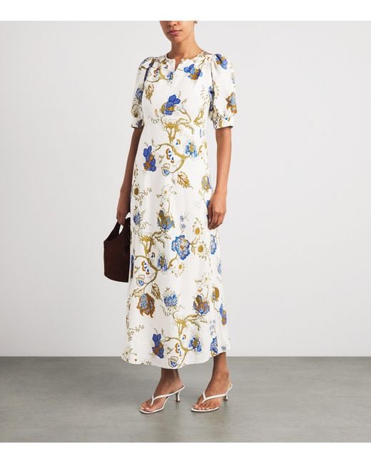 ME+EM Metallic Floral Print Maxi Dress