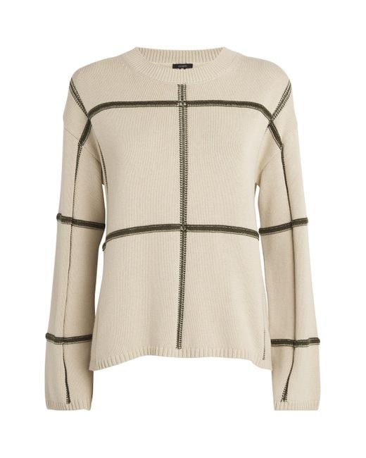 Joseph Natural Cotton-Silk Grid Sweater