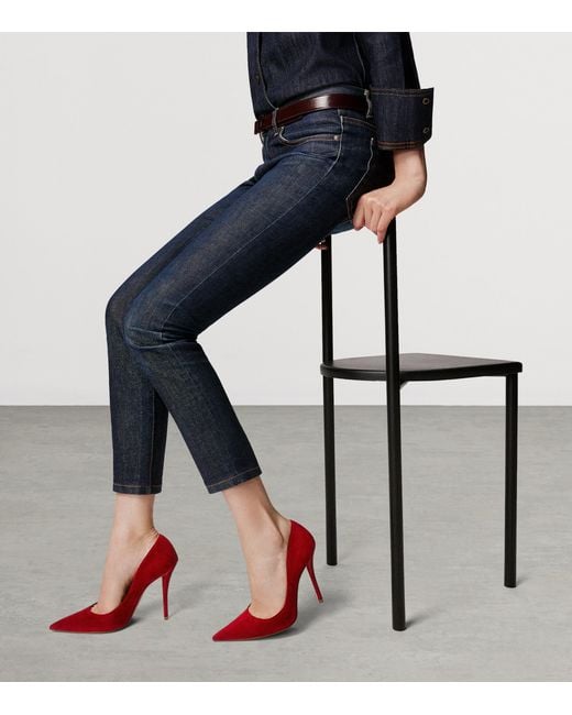 Christian Louboutin Red Miss Z 100 Suede Heels