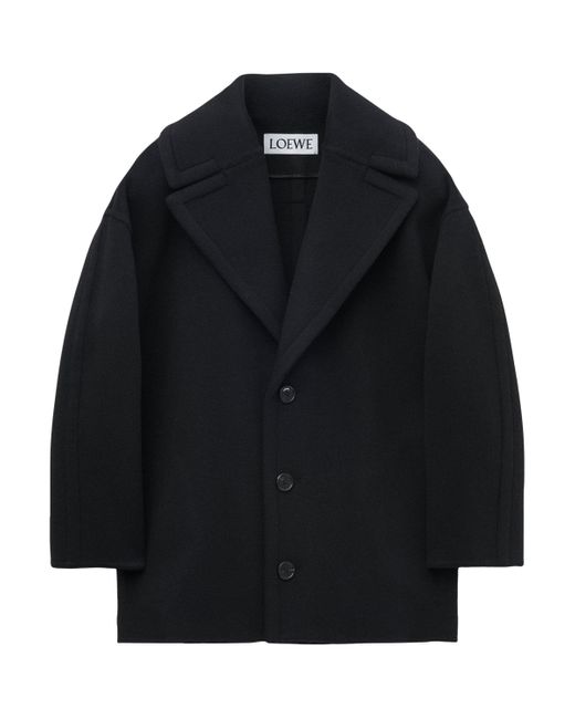 Loewe Black Wool Single-Breasted Coat