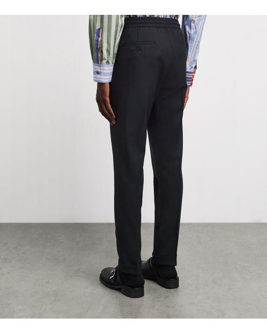 Paul Smith Black Wool Drawstring Chinos for men