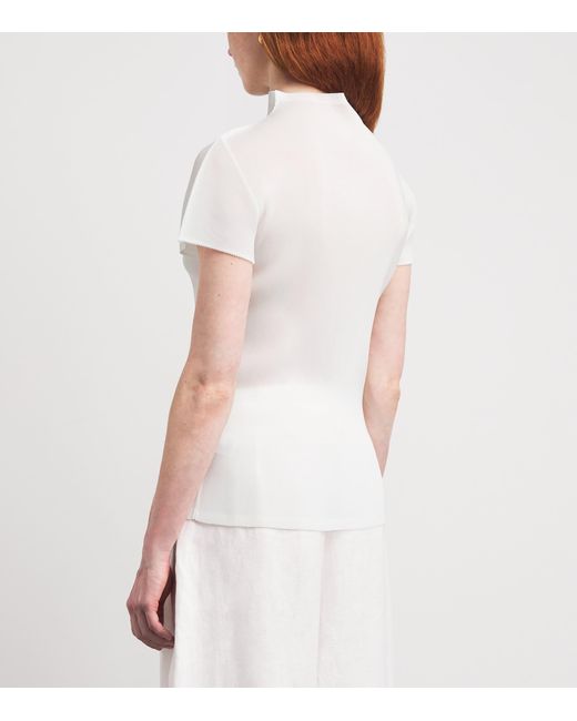 Pleats Please Issey Miyake High-Neck Mist Basics T-Shirt in White