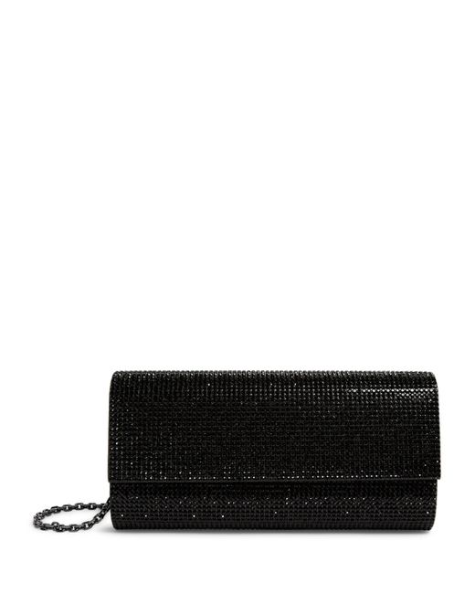 Judith Leiber Black Satin Crystal-Embellished Perry Clutch Bag
