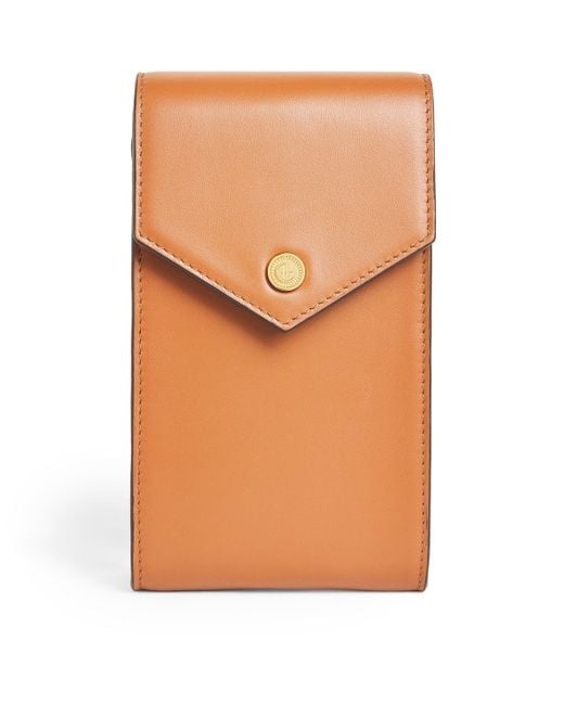 Harrods Orange Leather Phone Pouch Cross-Body Bag