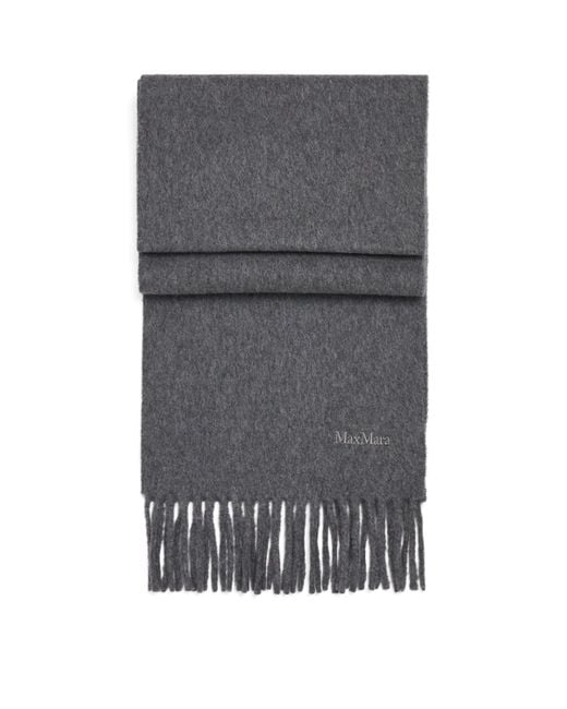 Max Mara Gray Wool Fringe Scarf