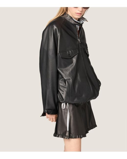 Miu Miu Black Nappa Leather Pleated Mini Skirt