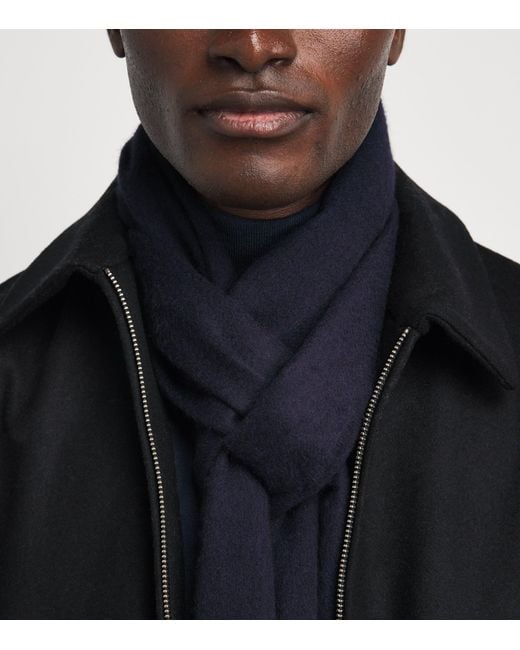 Johnstons Blue Natural Cashmere Scarf for men