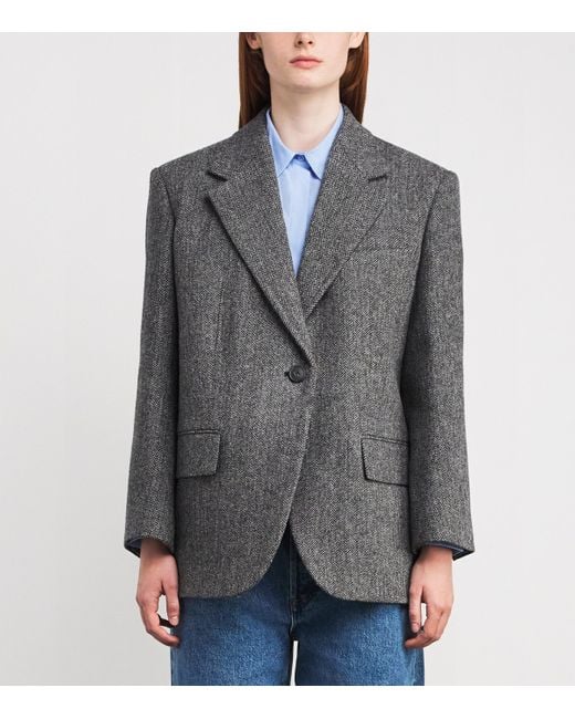 Weekend by Maxmara Gray Virgin Wool Tweed Blazer
