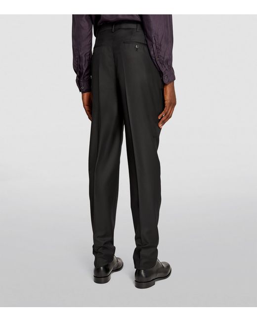 Giorgio Armani Black Wool-Cashmere Tailored Trousers for men