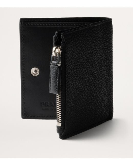Prada Black Small Leather Zipped Wallet for men