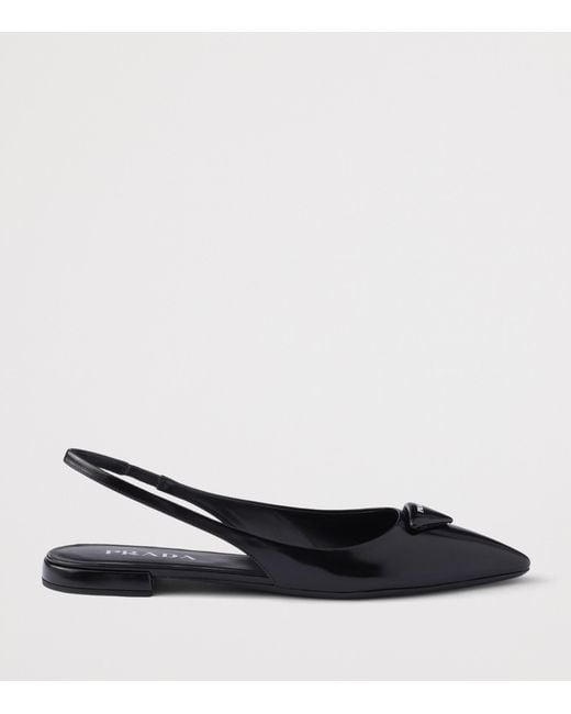 Prada Blue Brushed Leather Slingback Ballet Flats 10