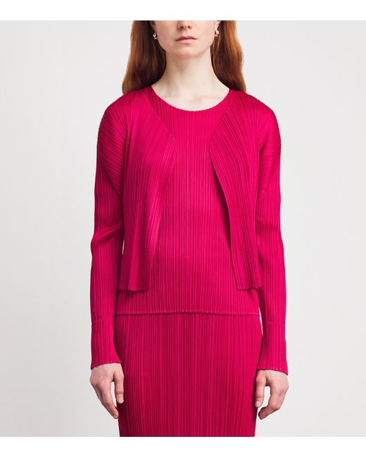 Pleats Please Issey Miyake Red New Colorful Basics Cardigan