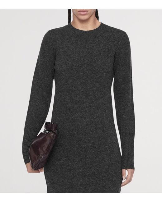AllSaints Black Merino Wool Erith Maxi Dress