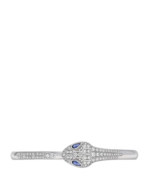 BVLGARI Metallic Diamond And Sapphire Serpenti Bangle