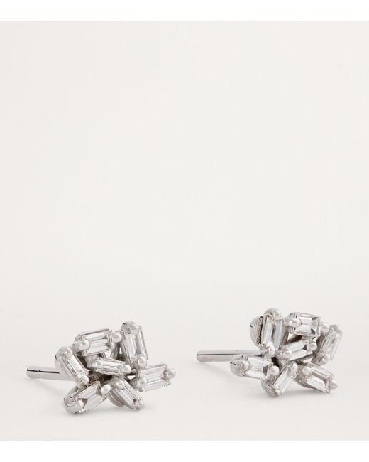 Suzanne Kalan White And Diamond Classic Cluster Stud Earrings