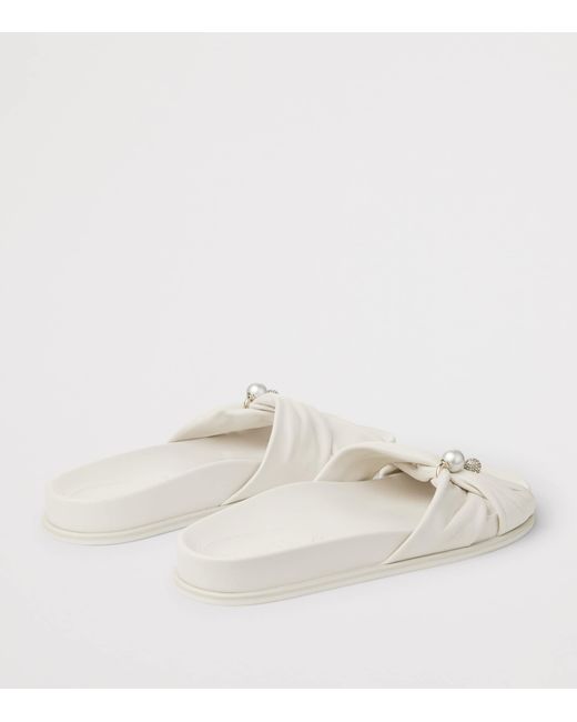 Jimmy Choo White Rafi Leather Flat Sandals