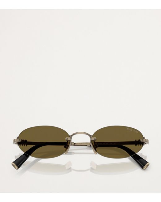 Miu Miu Green Metal Oval Mua54S Sunglasses
