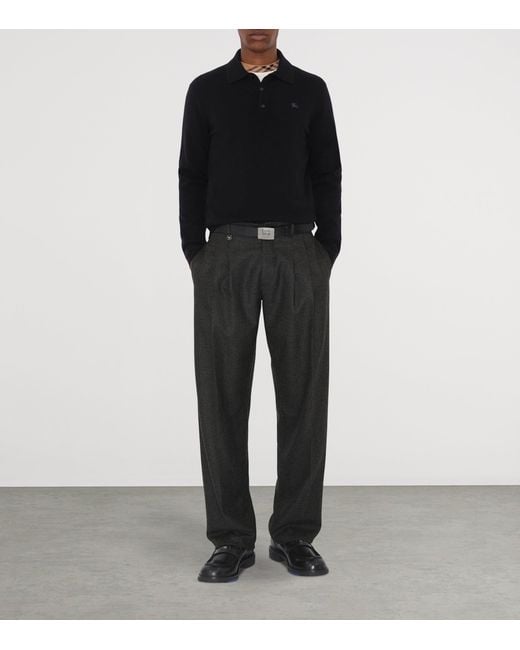 Burberry Black Cashmere Ekd Polo Shirt for men