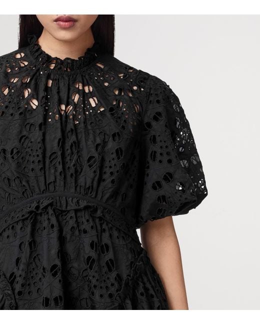 AllSaints Black Embroidered Odette Maxi Dress