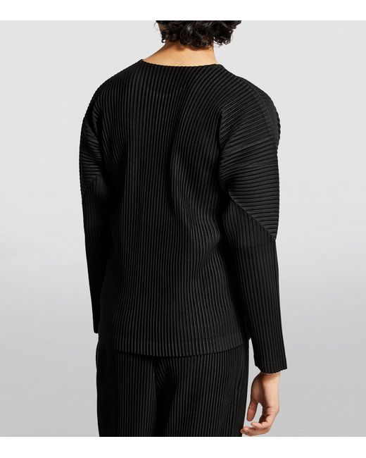 Homme Plissé Issey Miyake Black Pleated Long-Sleeved Top for men