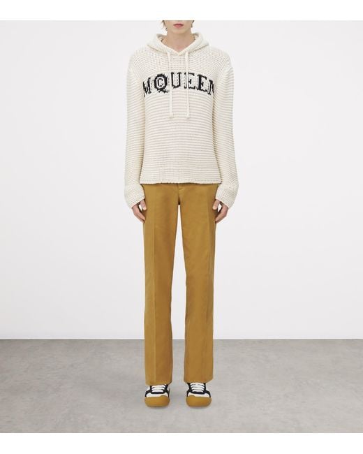 McQueen Natural Inlaid Logo Hoodie for men