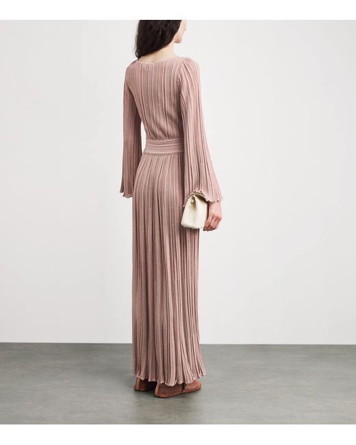 Valentino Pink Knit Metallic Maxi Dress