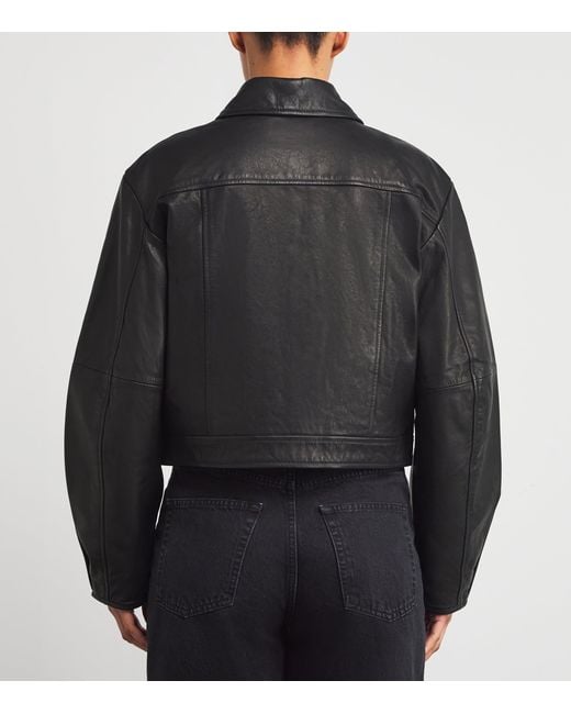 PAIGE Black Cropped Clyde Leather Jacket