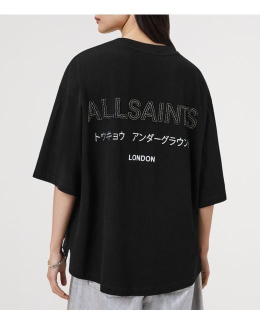 AllSaints Black Organic Cotton Under Amelie T-Shirt