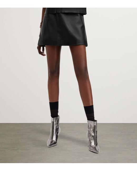 AllSaints Black Leather Renai Mini Skirt