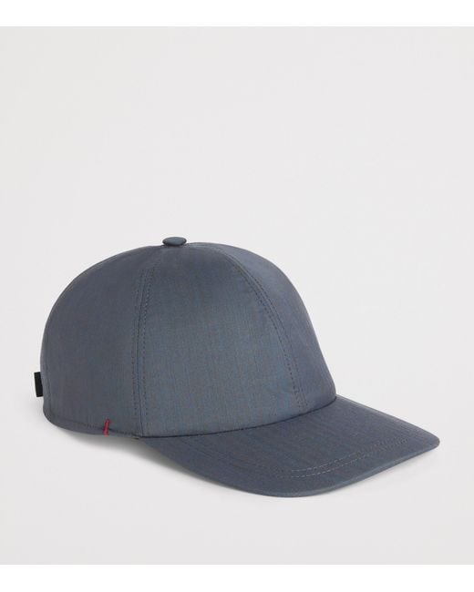Isaia Blue Wool-Blend Embroidered Baseball Cap for men
