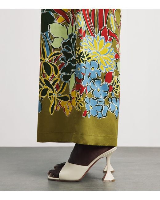 ALÉMAIS White Floral Solstice Wide-Leg Trousers