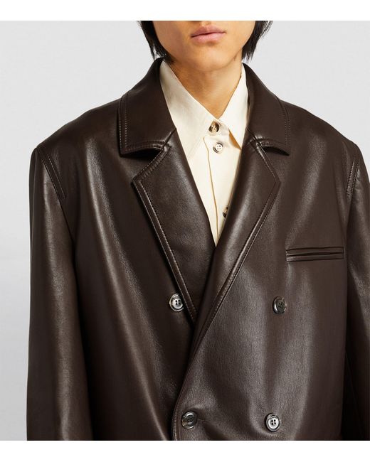Nanushka Brown Faux Leather Overcoat for men