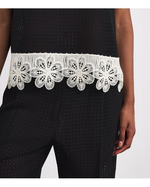 LaDoubleJ Black Crochet Lace-Trim La Scala Top