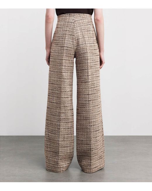 Sandro Natural Tweed Wide-Leg Trousers