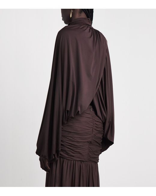 De La Vali Brown Asymmetric Floro Top