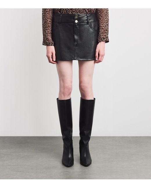 Alice + Olivia Black Faux Leather Laika Mini Skirt