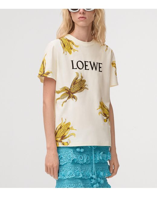 Loewe X Paula's Ibiza Cotton-Blend Logo T-Shirt in White | Lyst