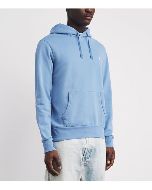 Polo Ralph Lauren Blue Cotton Loopback Fleece Polo Pony Hoodie for men