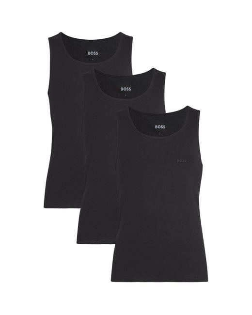 Boss Black Cotton Logo Tank Top for men