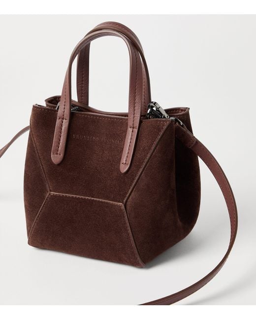 Brunello Cucinelli Brown Mini Suede Bc Duo Tote Bag