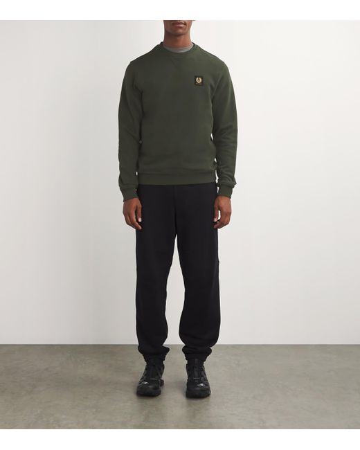 Belstaff Green Cotton Logo-Patch Sweatshirt for men