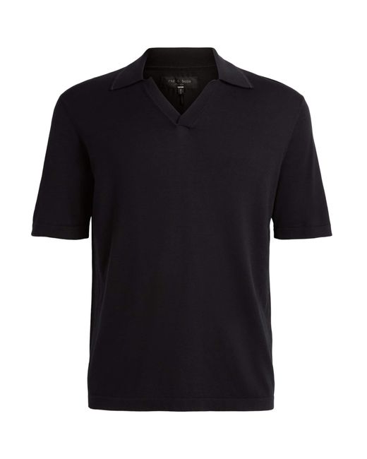 Rag & Bone Black Silk-Cotton Conrad Polo Shirt for men