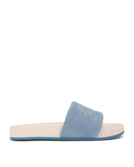 Kurt Geiger Blue Velvet Logo Script Slides for men