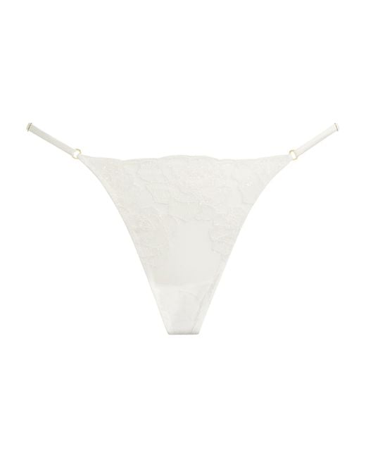 Kiki de Montparnasse White Lace Fleurs Veloutées Thong
