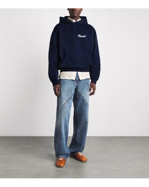 Picante Blue Organic Cotton Tailor Logo Hoodie for men