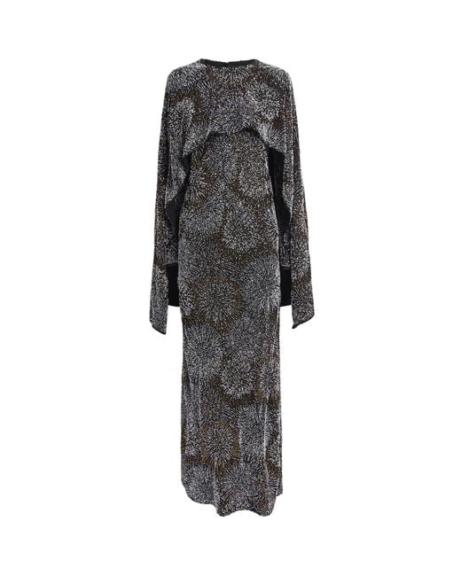 Rabanne Gray Sequinned Cape Gown