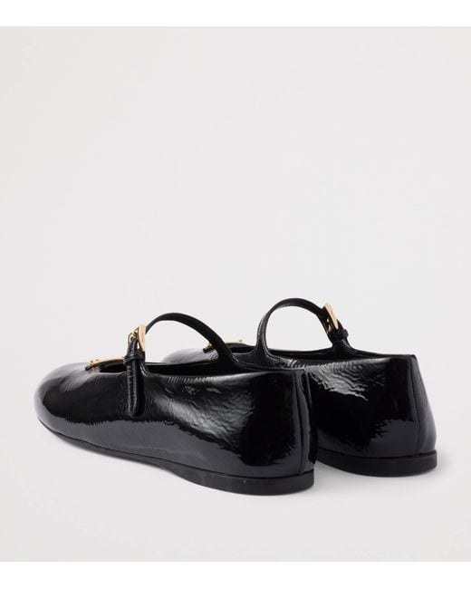 Prada Black Patent Leather Triangle Ballet Flats