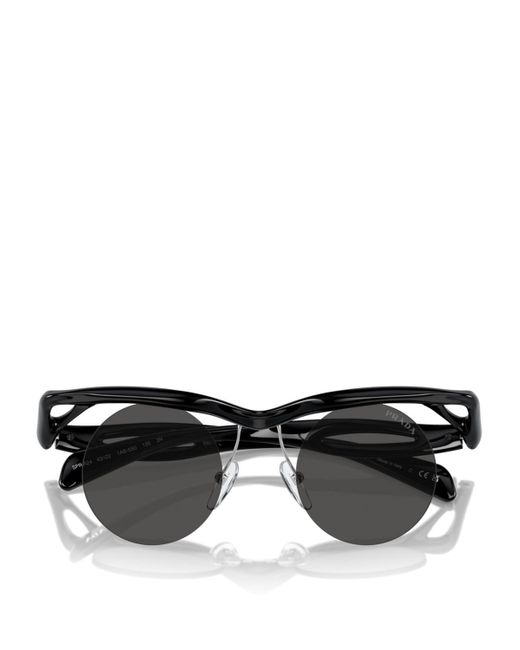 Prada Black Sculptural Round Runway Sunglasses