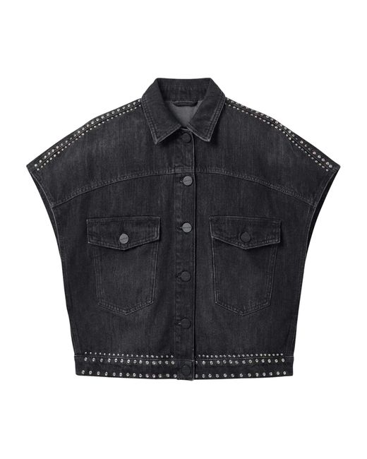 AllSaints Black Alba Sleeveless Denim Shirt