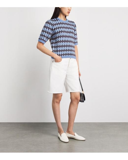 FRAME Blue Cashmere Fair Isle Sweater